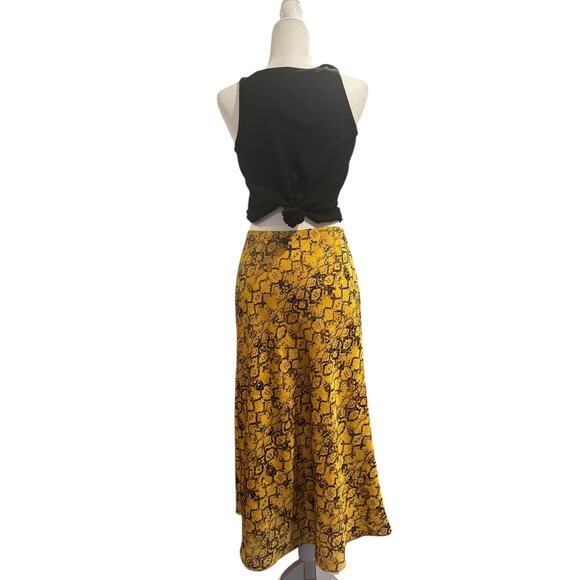 ANTHROPOLOGIE CURRENT AIR Harmony Metallic Snake Print Skirt Yellow Size Small - Picture 2 of 8